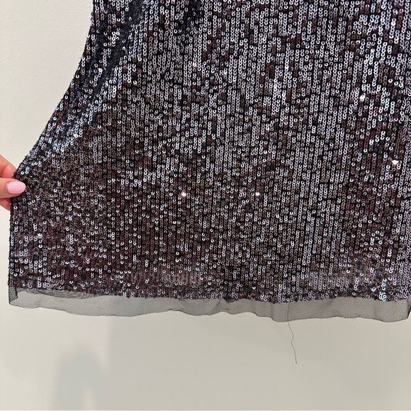 Free People Gold Rush Mini Dress Sequins Sparkle Night Black Dark Romantic Large - Picture 8 of 16